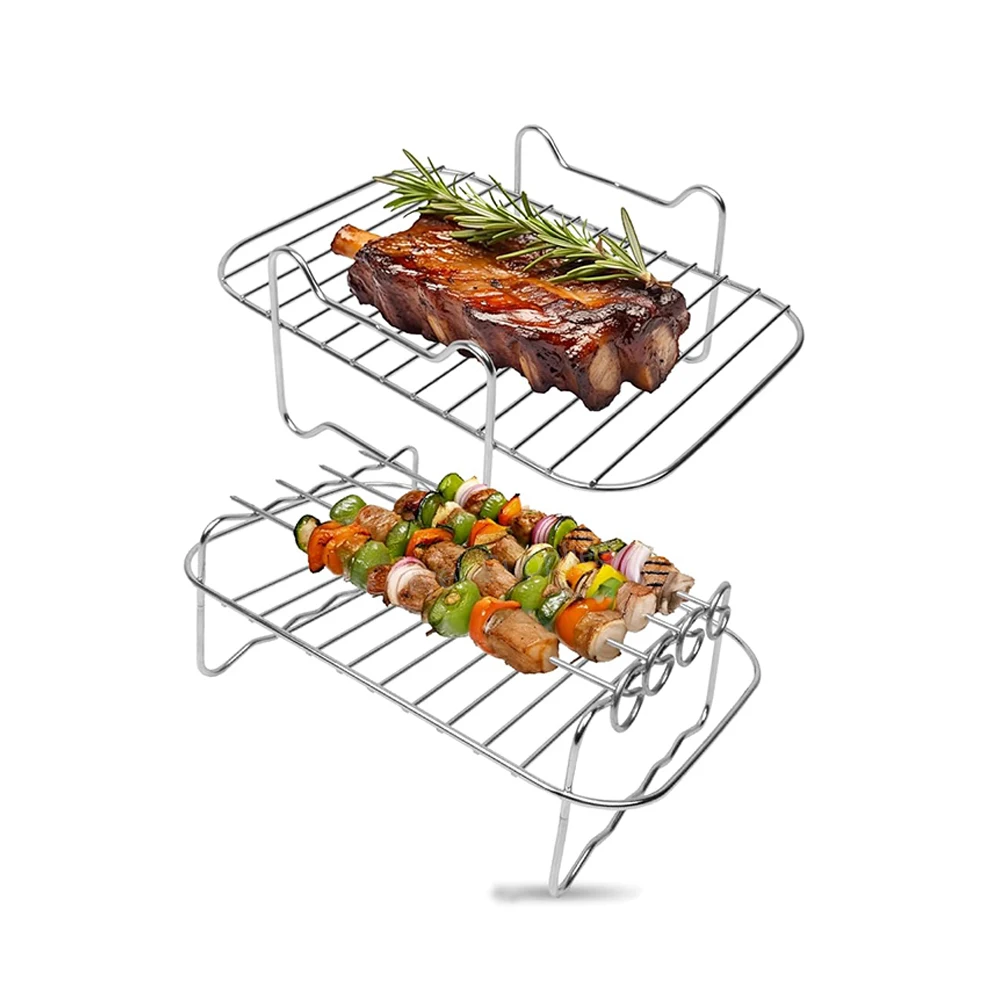 Deluxe Air Fryer Accessories Set with Racks, Paper, Gloves, and Muffin Cups for Large Capacity Dual Zone Air Fryers