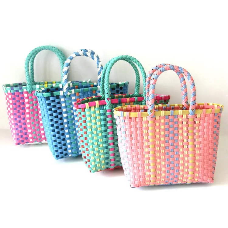 Colourful woven shoulder handbag with strap, ideal for casual daily use or outings – includes free shipping in Singapore.