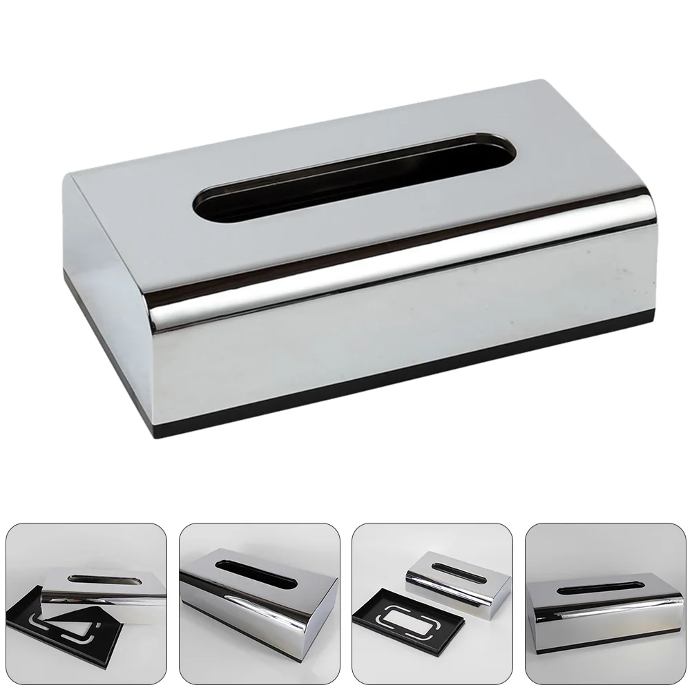 Tissue Box Silver Vanity Organizer Plating Paper Container Living Room Holder Plastic Modern Case 2