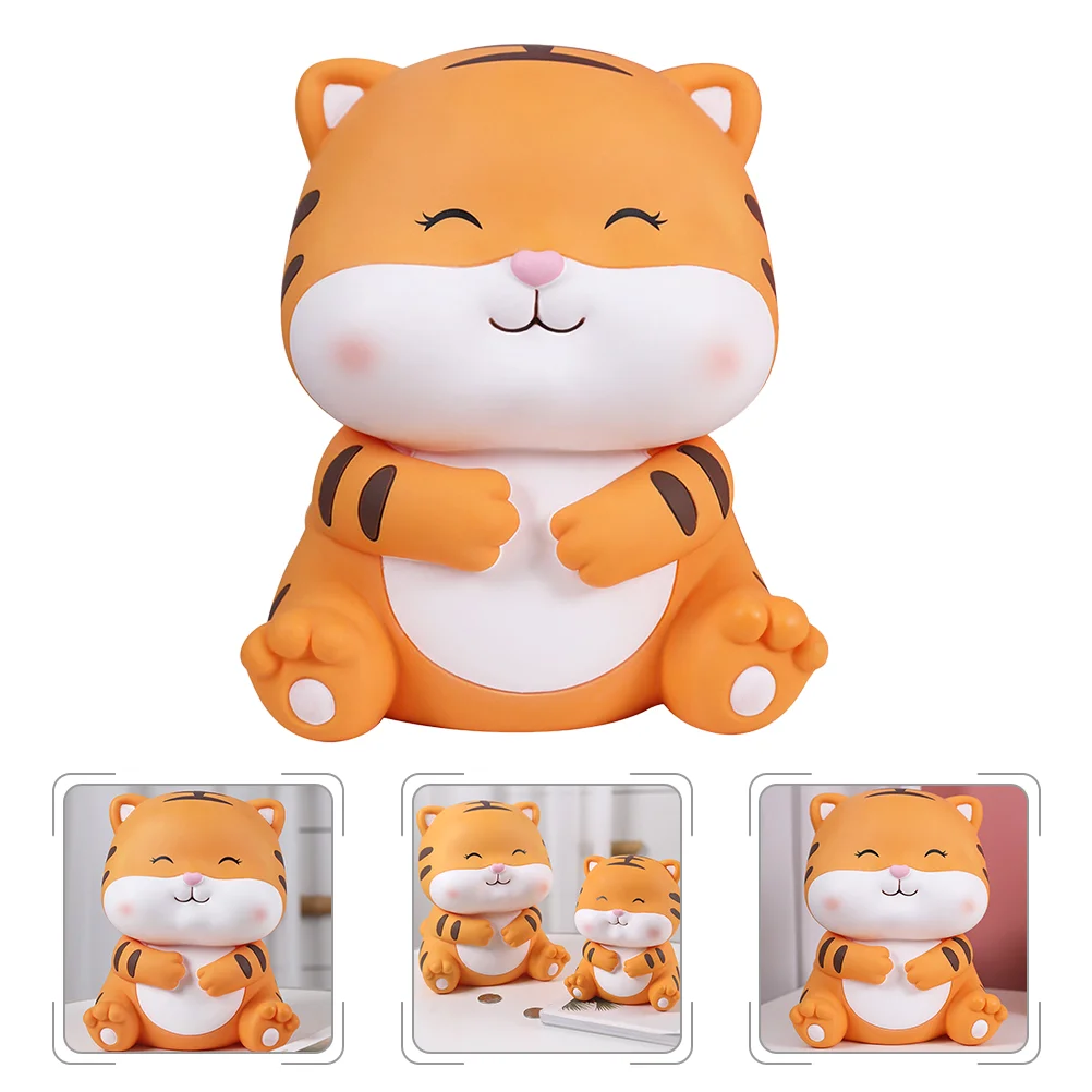 

Year The Tiger Piggy Bank Creative Coin Container Desk Adornment Girls Unique Money Pot Vinyl Lovely Ornament Home Saving Women