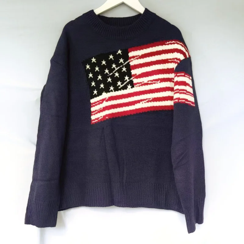 thumbnail image 1 of Suéter de punto con bandera bordada para mujer Suéter Ralph Lauren para hombre Suéter de punto con bandera bordada para hombre Otoño-Invierno 2024 Nueva chaqueta, 1 of 5