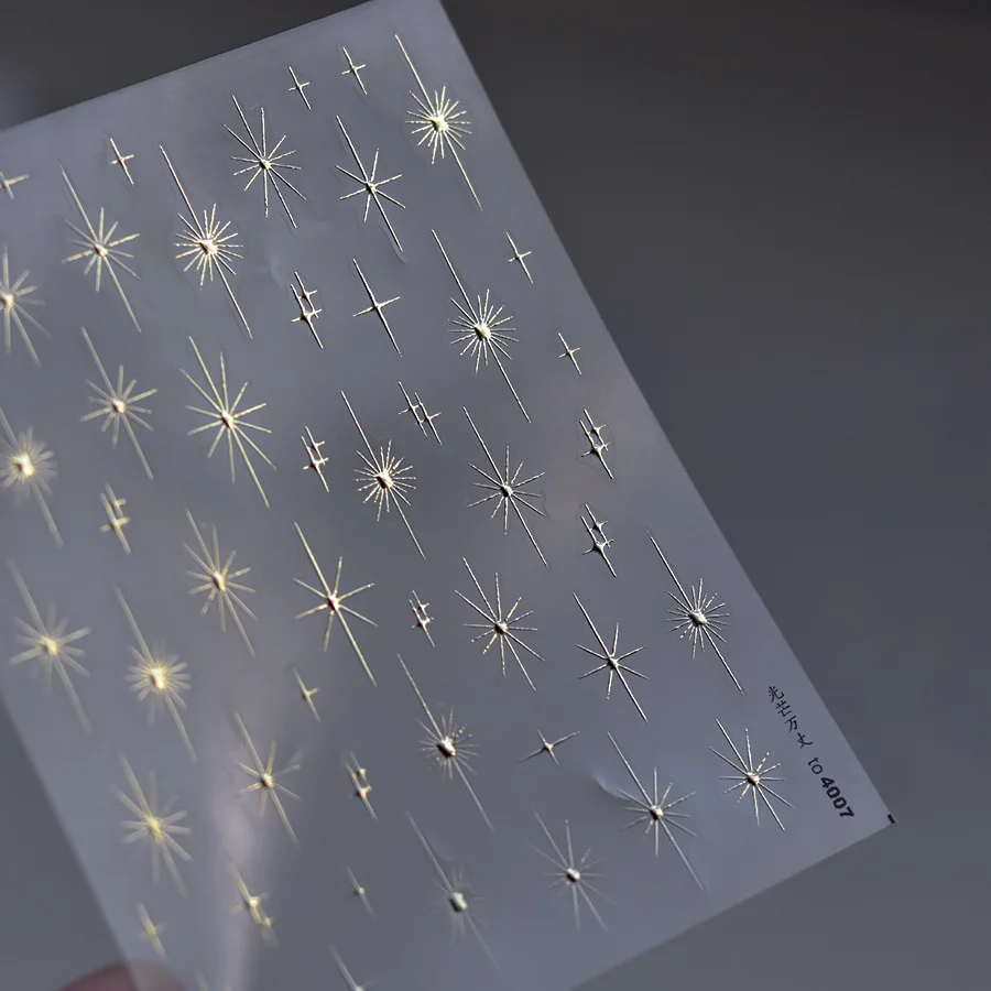 1Pcs 5D 릴리프 반짝이 별빛 스파클 라인스톤 네일 아트 스티커 골드 실버 레이저 핑크 다채로운 네일 아트 매니큐어 데칼 *