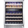 Wine Cooler,Built-in Wine Fridge Under Counter or Freestanding Dual Zones,Auto Defrost,6 Removable Shelves Glass Door 1