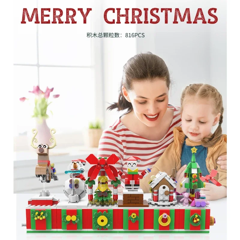 

Creative And Fun Winter Christmas Gingerbread House Santa Claus Christmas Snowman Building Blocks Bricks Toys Gifts