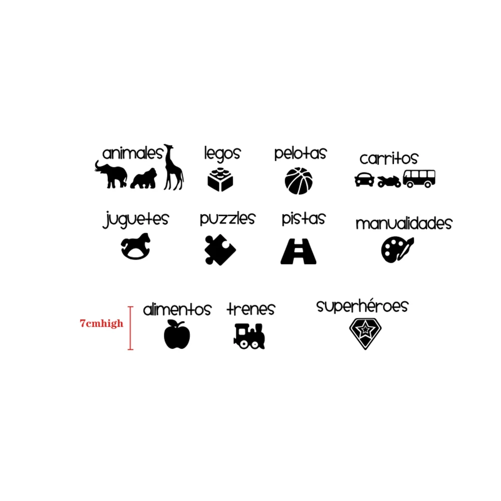 Wall Stickers Cartoon Spanish for Kids Room Toy Organization