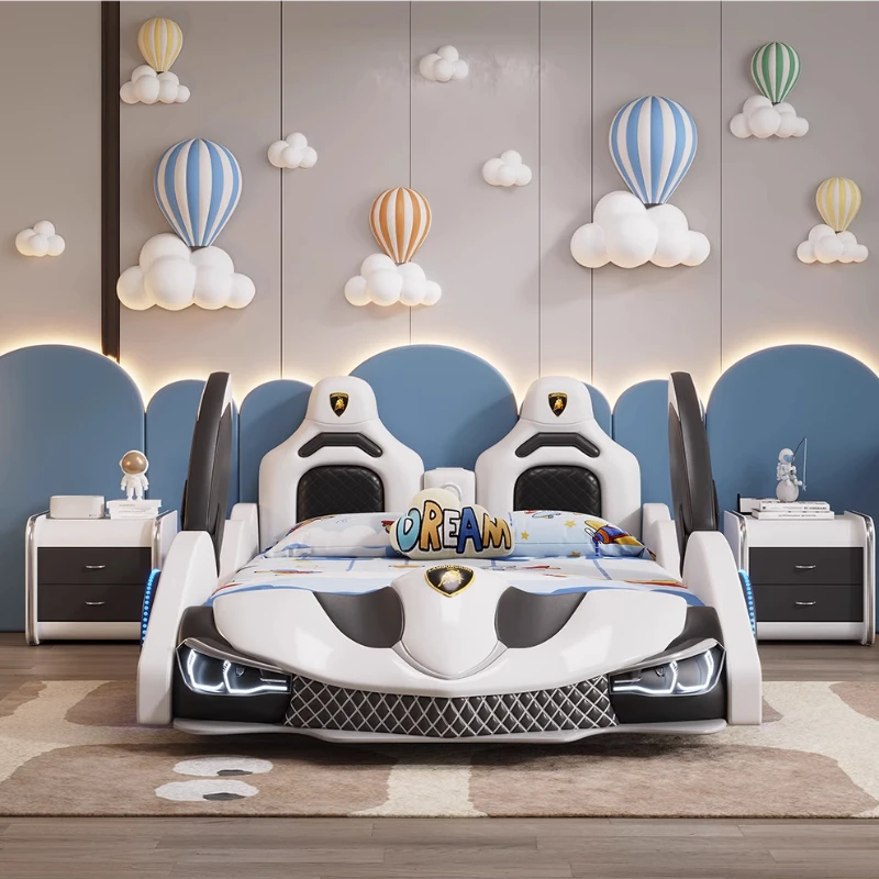 Design Toddler Boys Children Bed Lights Kids Modern Luxury Loft Children Beds Frames Mattress Camas De Dormitorio Furniture 5