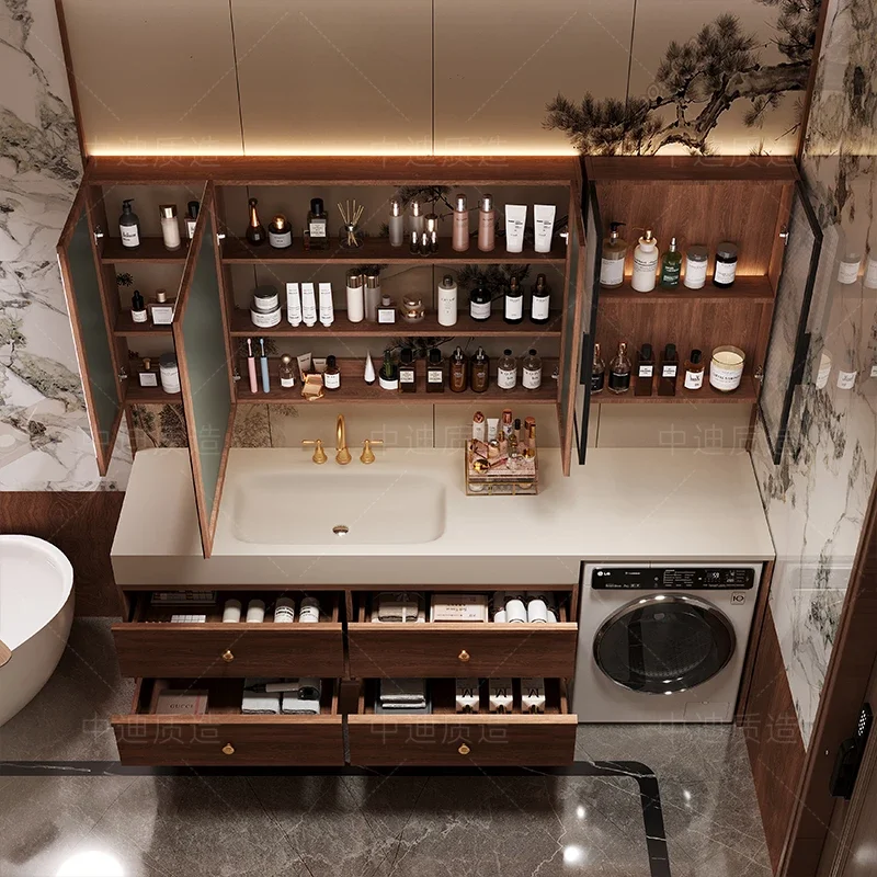 new wash basin, washing machine integrated cabinet, indoor bathroom, bathroom cabinet combined washstand, customized