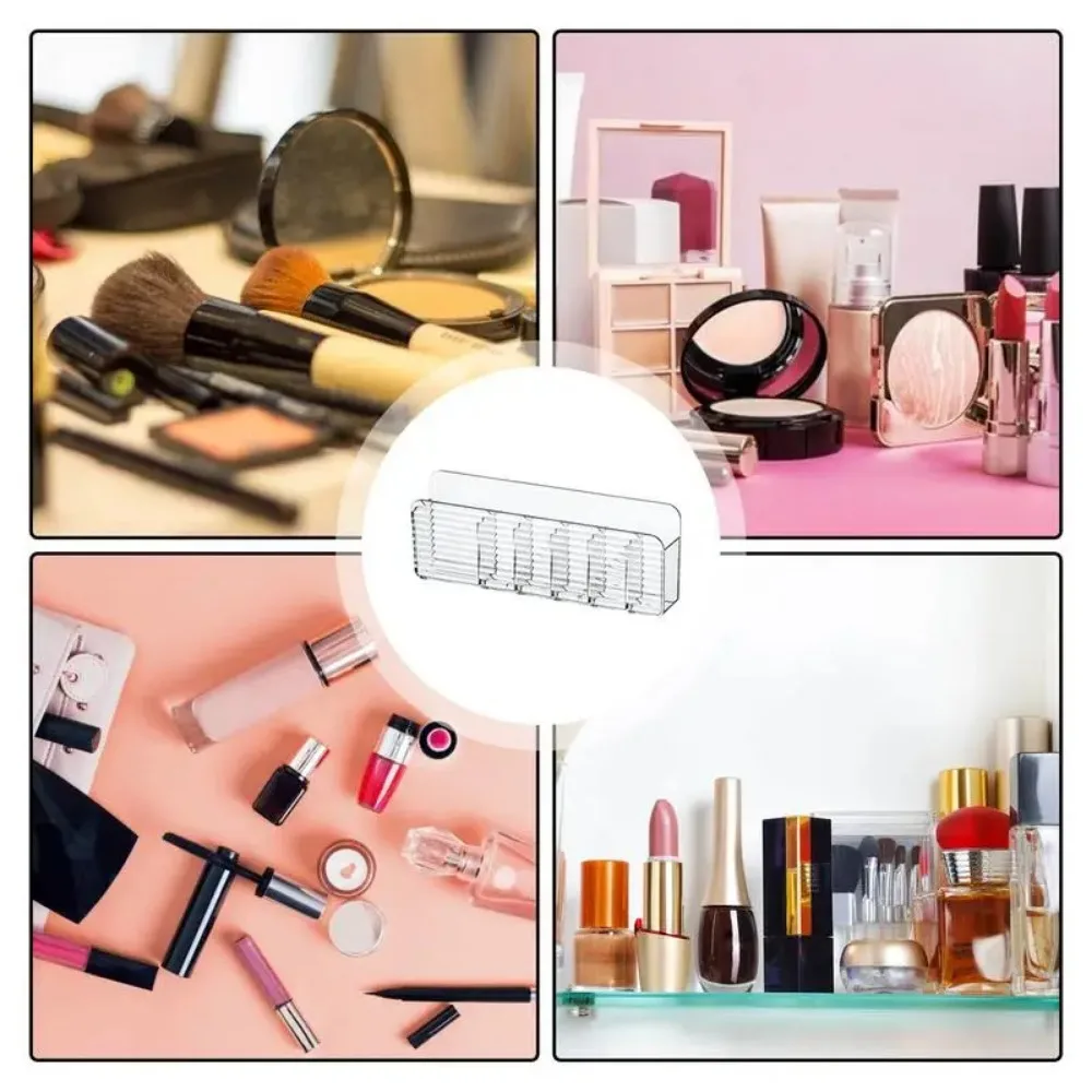 Makeup Wall Organizer Waterproof Cutout Wall-mounted Makeup Organizer Transparent Cosmetics Tray Home Organization Bin 6