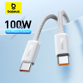 Baseus 아이폰 15 플러스 프로용 USB C 케이블, 맥북 프로 아이패드용, PD 고속 충전기 코드, C타입 케이블, 100W