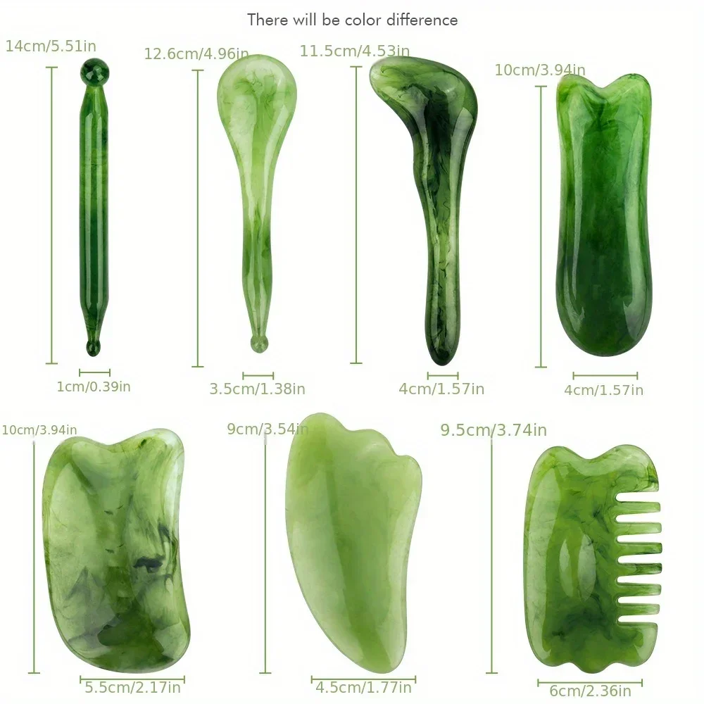 7PCS Guasha Beauty Massage Scraping Massage Scraper Natural Resin GuaSha Tool Massage Tools Set For Face Back And Neck Skin Care