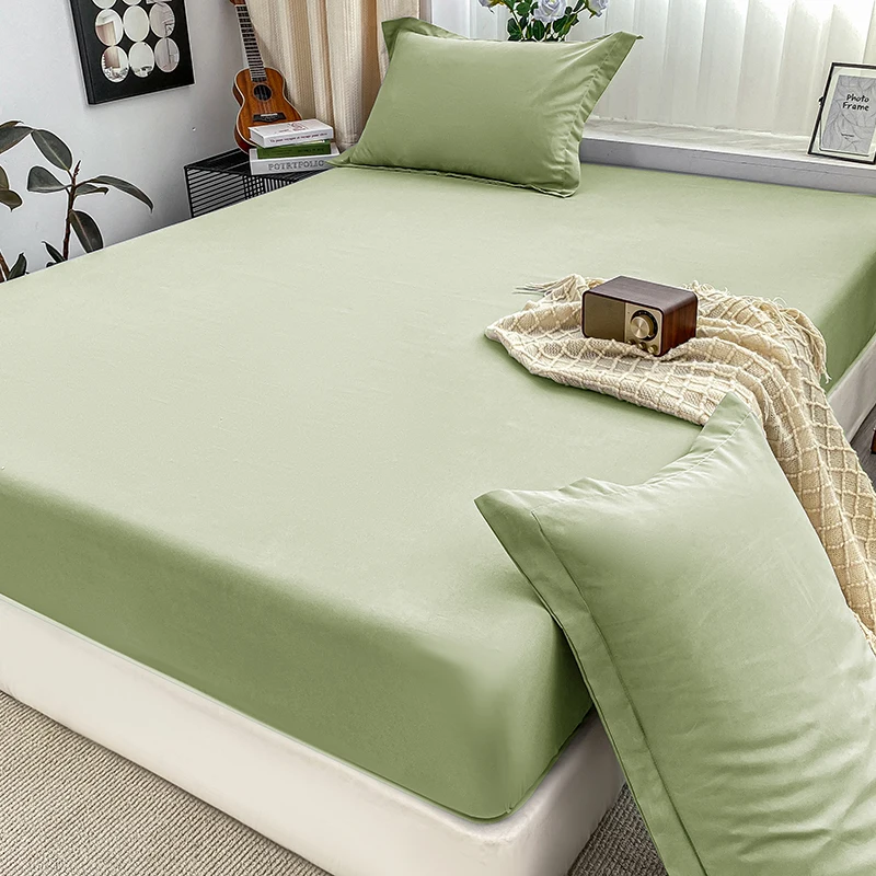 Solid Brushed Bed Sheet Set,Premium Fitted Sheet and Pillowcases,Soft Sateen Finish for Luxurious Comfort,Easy Care