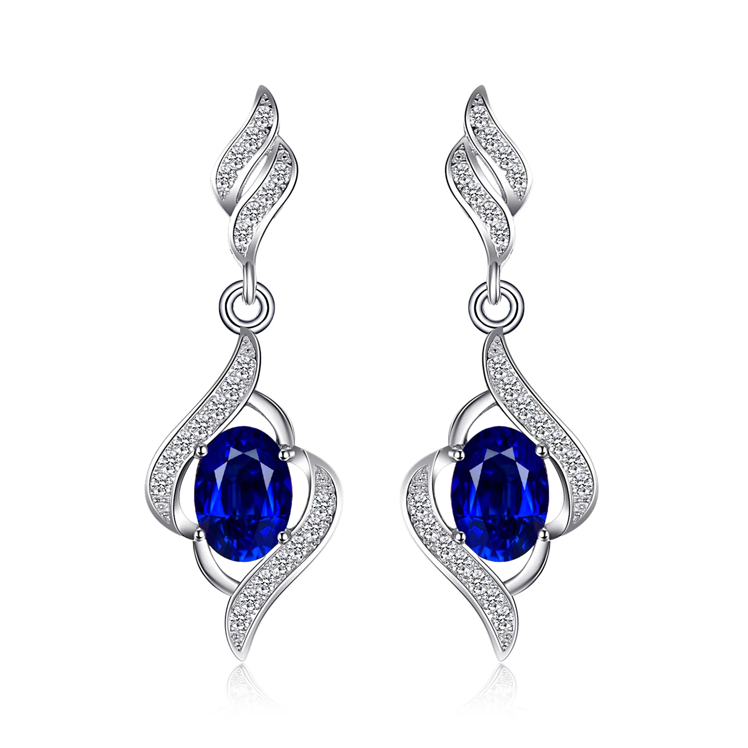 Sapphire Sterling Silver Earrings | Blue Sapphire Earrings
