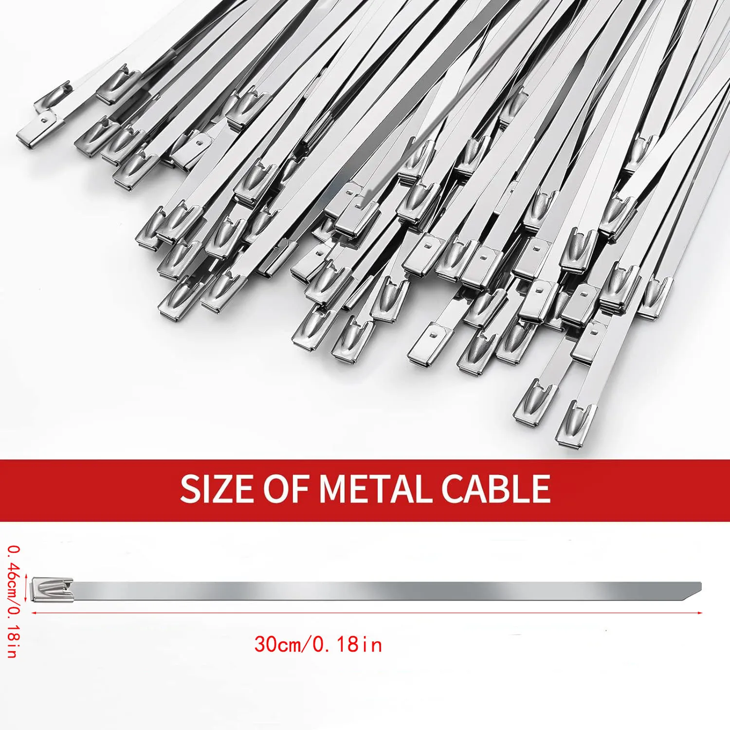 100pcs Metal Zipper Ties,304 Stainless Steel Heavy Duty Multi-Functional Self-Locking Cable Ties for Machinery, Farms, Roofing 2