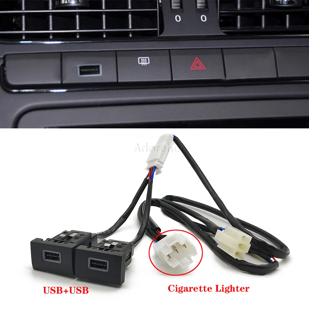 

Quick Car Charger QC3.0 Type C PD Dual USB Interface Socket Auto Phone Fast Charging Adapter Button For VW Volkswagen POLO 11-13