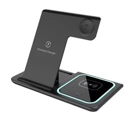 Compact 3 - in - 1 Wireless Charging Stand for Smartphones, Watches, and Earbuds (Black)