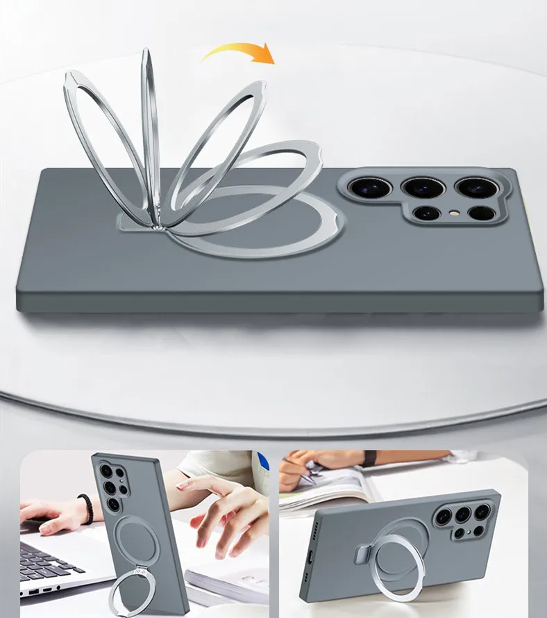 Ultra Magnetic Metal Bracelet Silicone Case with Stand Holder - Shockproof Cover Charge