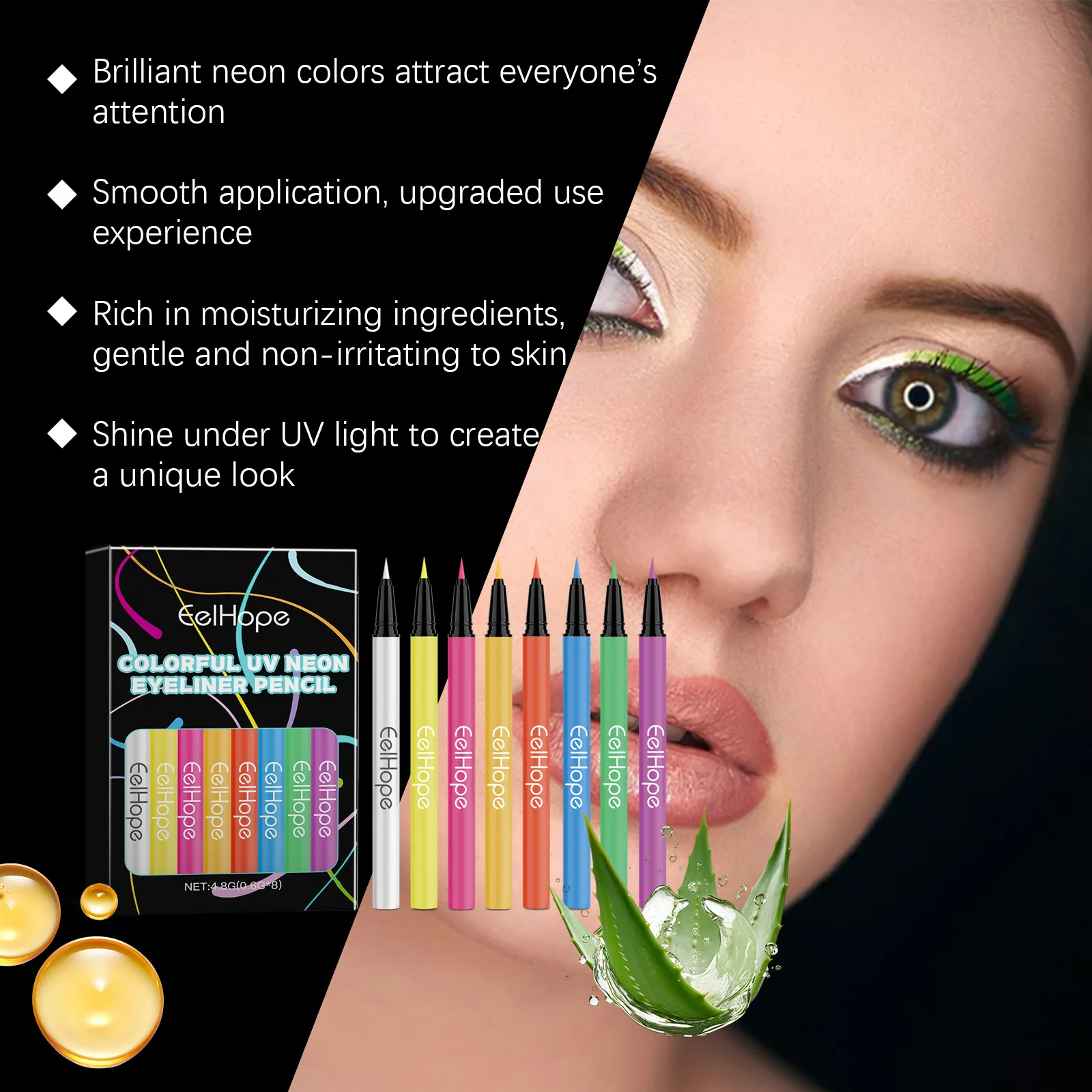 8 Color Uv Neon Liquid Eyeliner Waterproof Long-lasting Makeup_voghion.com