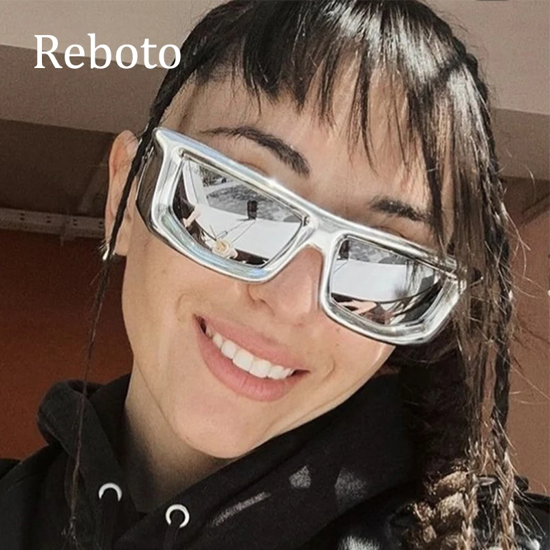 

Y2K Punk Mirror Sunglasses Women Luxury Brand Spicy Girl Silver Sport Sun Glasses Ladies Trendy Fashion Square Eyewear Shades