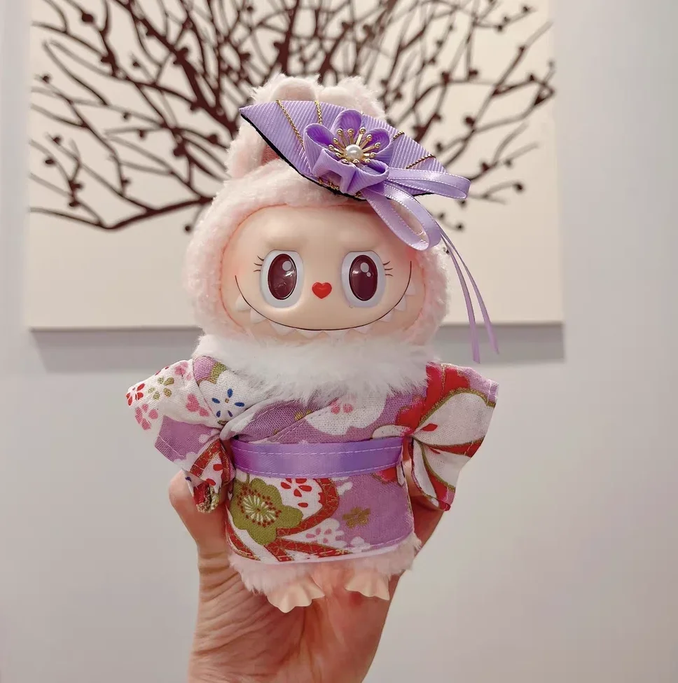 Labubu Outfit: Geisha-Inspired Kimono - Delicate Cherry Blossom