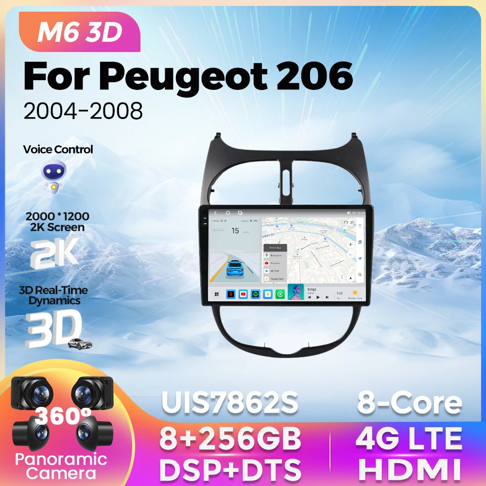 

Новинка 2K M6 Pro Plus 3D автомобильный радиоприемник для Peugeot 206 1998 - 2012 мультимедийный плеер Автомобильная интеллектуальная система для Carplay Android Авто bt