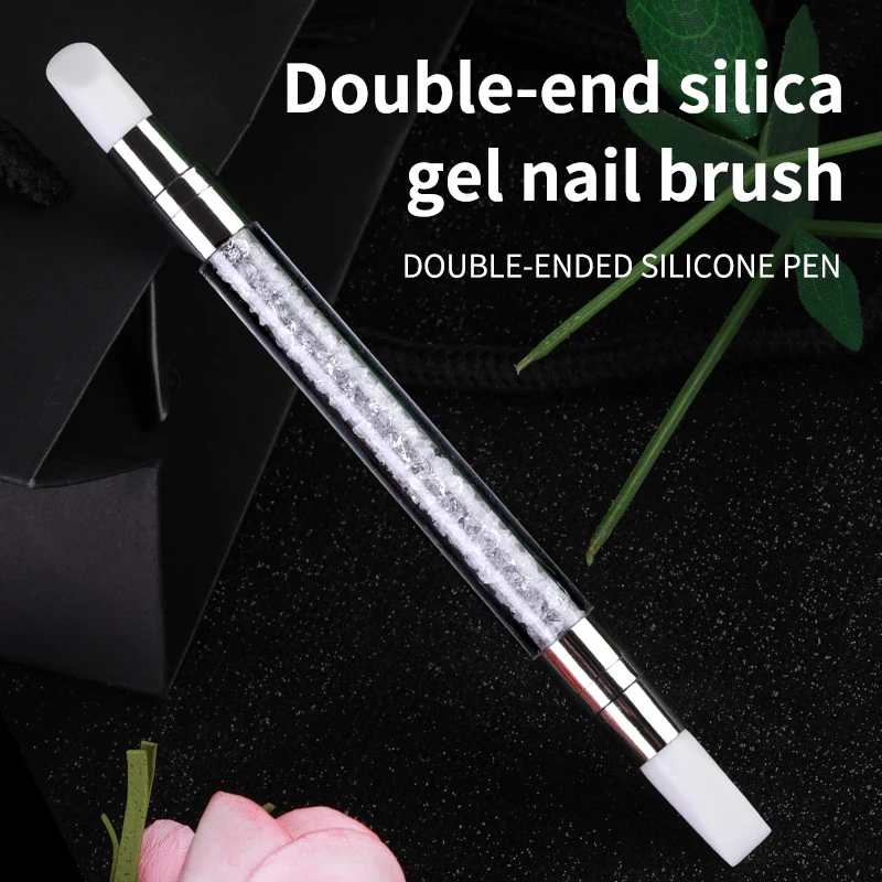 Dual-ended Nail Art Silicone Brush Sculpture Pen 3D Carving DIY Glitter Powder Press Foil Application Brush Manicure Tools