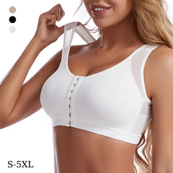 Front Closure Posture Corrector Lift Up Bra Women Push Up Cross Back Underwear Shockproof Sports Support Fitness Vest Bras S-5XL 1