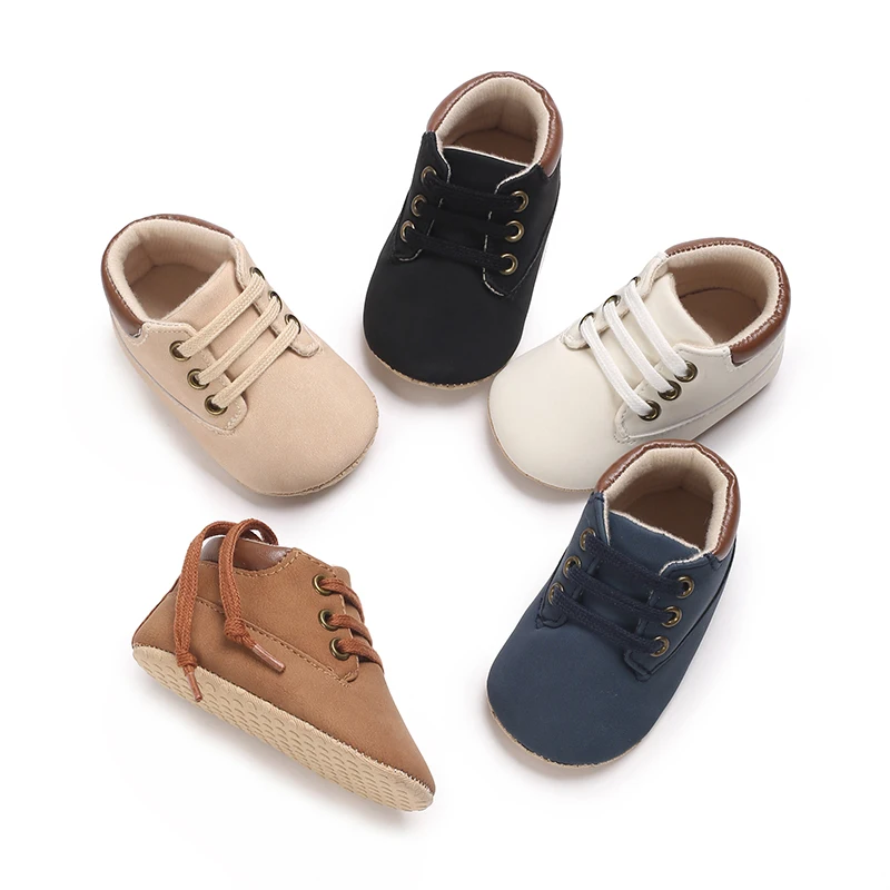 Fashionable 0-18M Boys and Girls' Shoes Classic Solid Color Leather Bottom Anti slip Preschool First Step Casual Sports Shoes 1