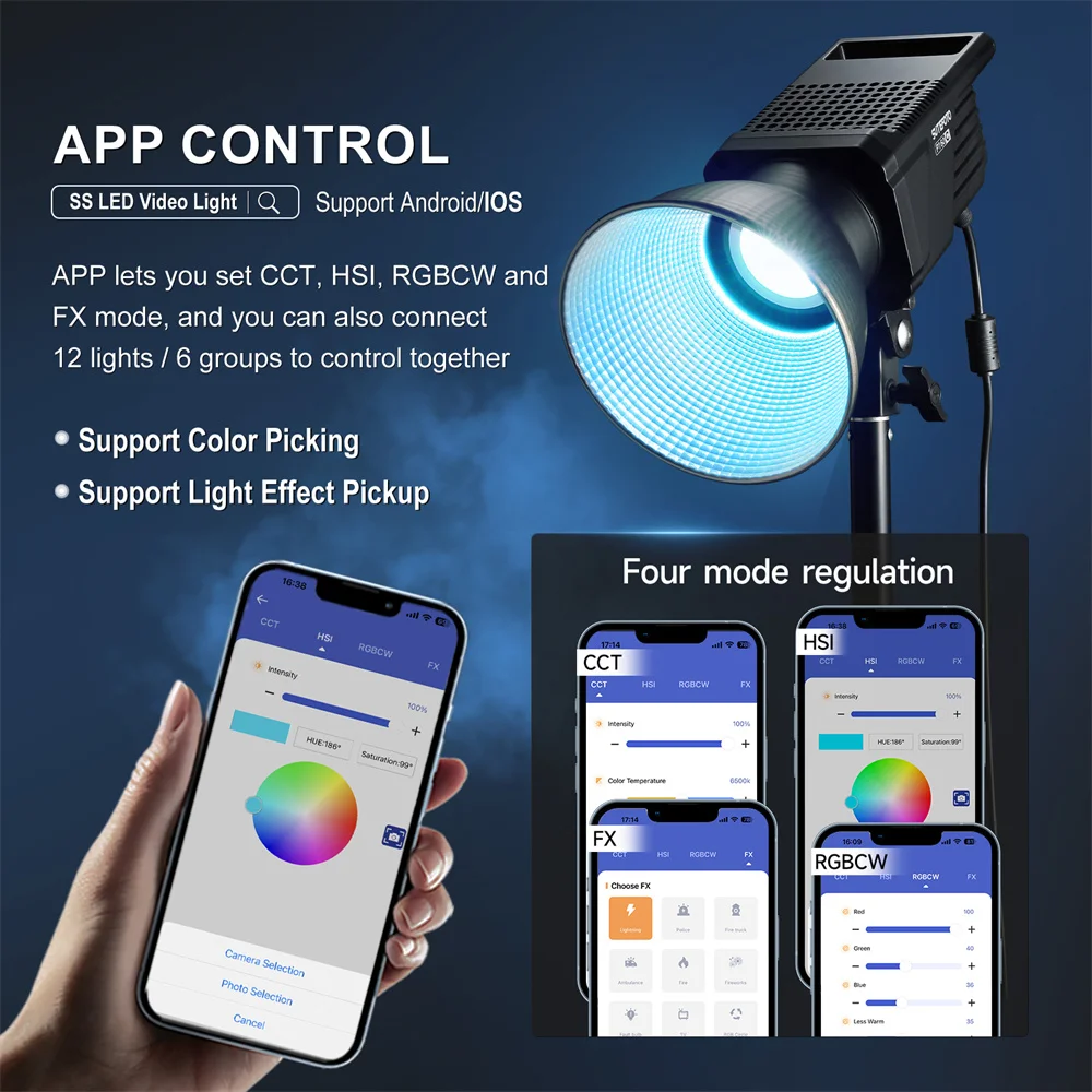 Sutefoto P160 RGB LED Video Light BI Color 2800K-10000K White BI-Color RGB Version Continuous Light For Studio Video Recording Portable Led Video Light