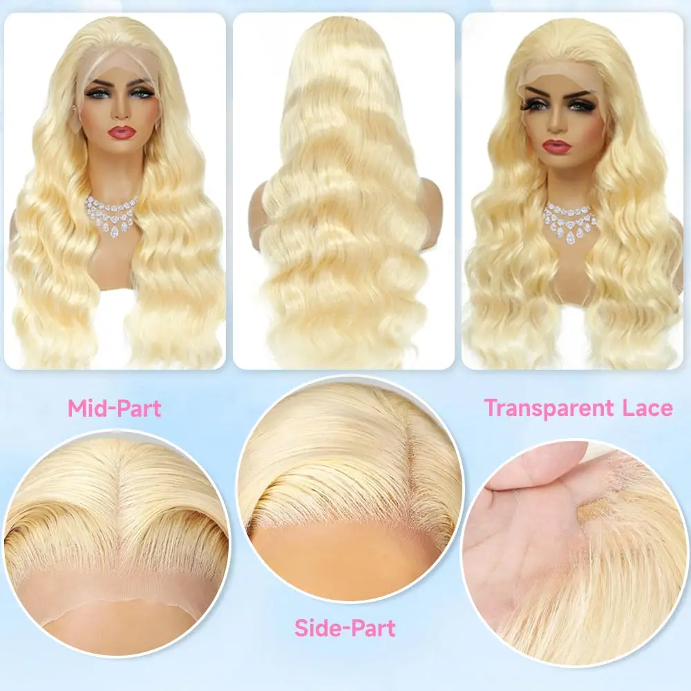 613 Lace Front Wig Human Hair 13x6 Blonde Human Hair Wigs 250% Density Body Wave Lace Front Wigs Human Hair Pre Plucked 26 Inch 5