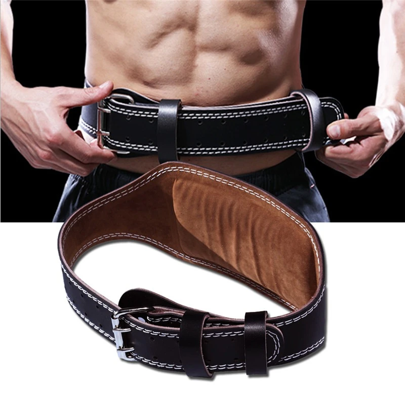 1pc Adjustable Leather Buckle Weightlift Squats Belt Bodybuilding Training Gym For Men Women