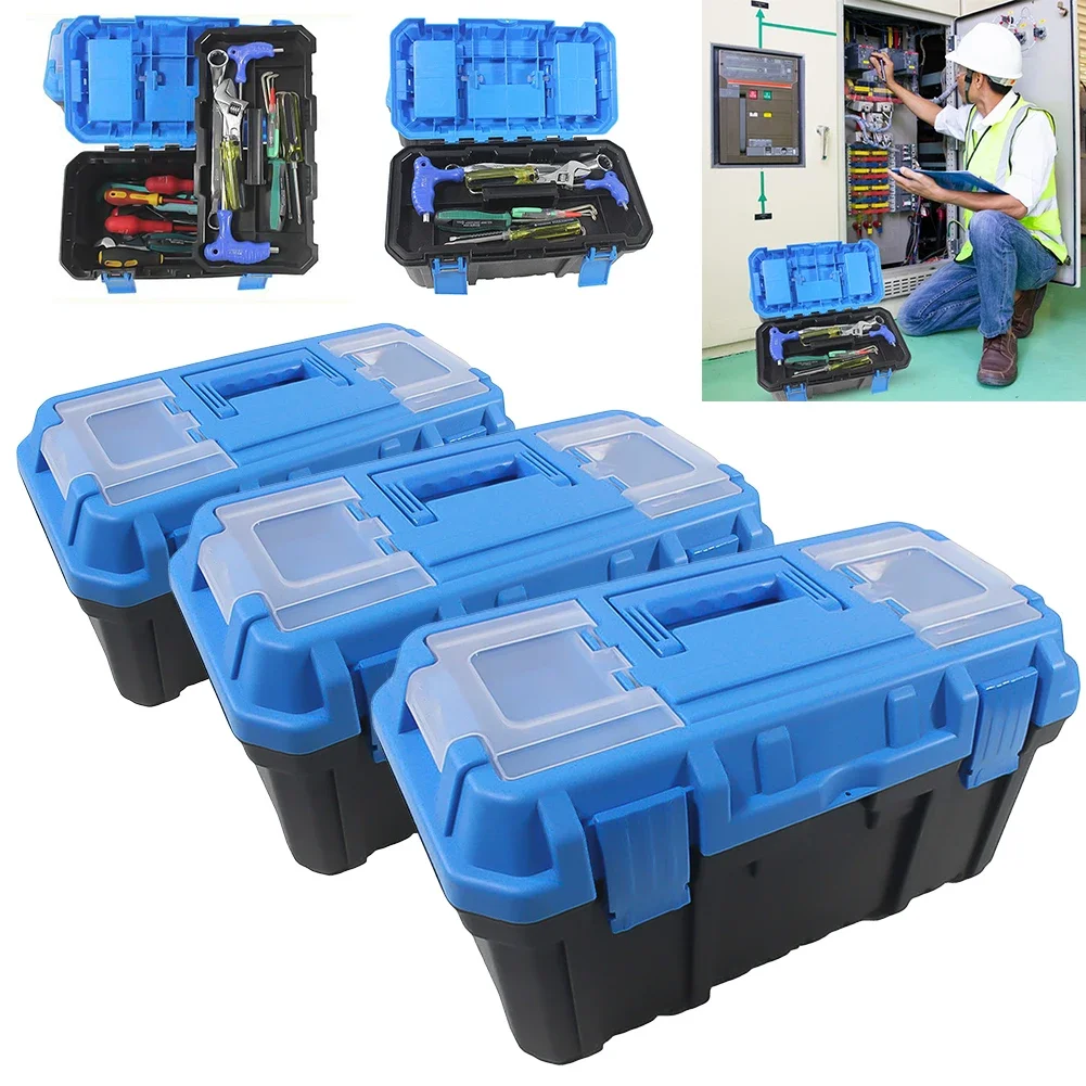 Plastic Tool Box Electrician Work Empty Toolbox Large-capacity Portable Tool Organizer Shockproof Toolbox Organizer Double Layer 4