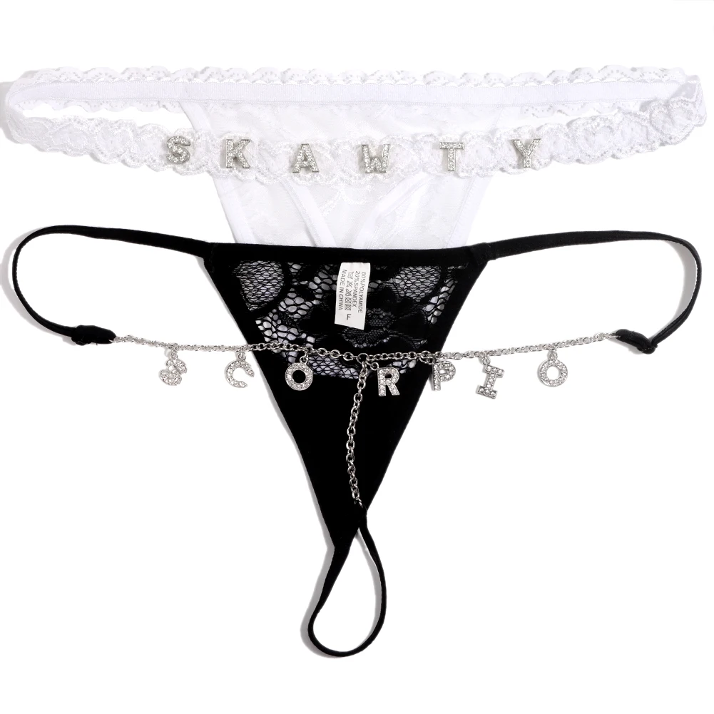 2Pcs Women Transparent Lace Thong Panties Custom Letters Name G-string Sexy Underwear  Women's Panties Female Underpants Gifts - AliExpress