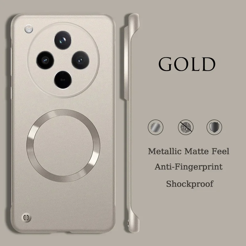 Matte Thin Metallic Paint Frameless Case with Metal Ring and Anti-Fingerprint Hard Shell