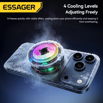 Essager Raffreddatore Magnetico per Telefono con 4 Modalità di Raffreddamento, Sistema AI di Risparmio Energetico, Luce RGB Colorata, Radiatore Portatile per Gaming Mobile