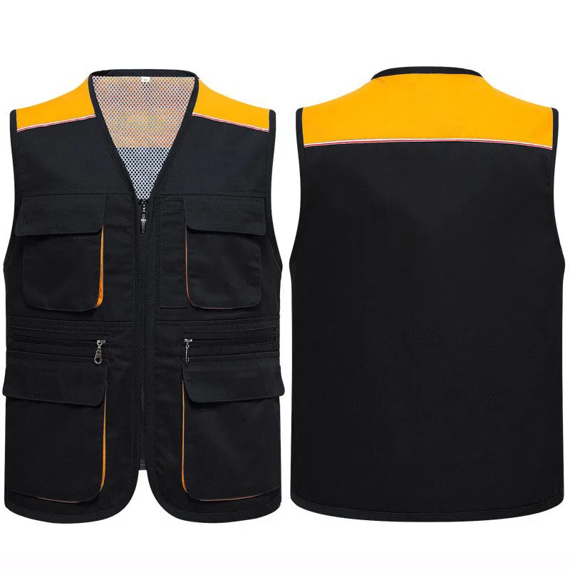 

Size L-5XL Fishing Vest Male With Many Pockets Men Sleeveless Jacket Waistcoat Work Vests Two Tone Outdoor Vest