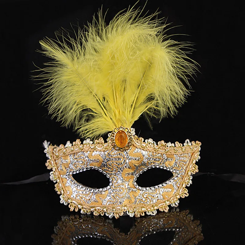 2023 New Princess Feather Mask Dressing Lace Half Face Women Children Party Dance Mask Cosplay Performance puntelli per Masquerade