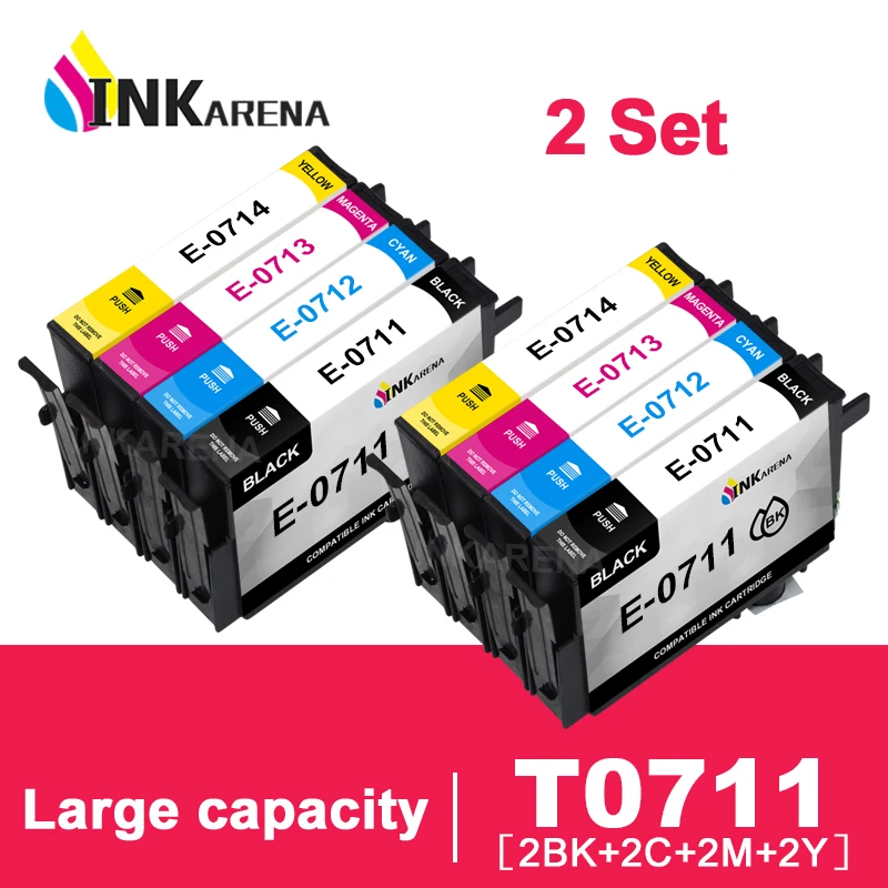 

INKARENA T0715 Ink Cartridges For Epson T0711 T0712 T0713 T0714 Cartridge For Stylus SX400 SX405 SX405 SX410 SX215 SX218 Printer