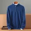 100% Soft Cashmere Men's Clothing Sweater Half-High Zipper Pullover Autumn Winter Warm Basic Knitted Jumper Pull Homme 4