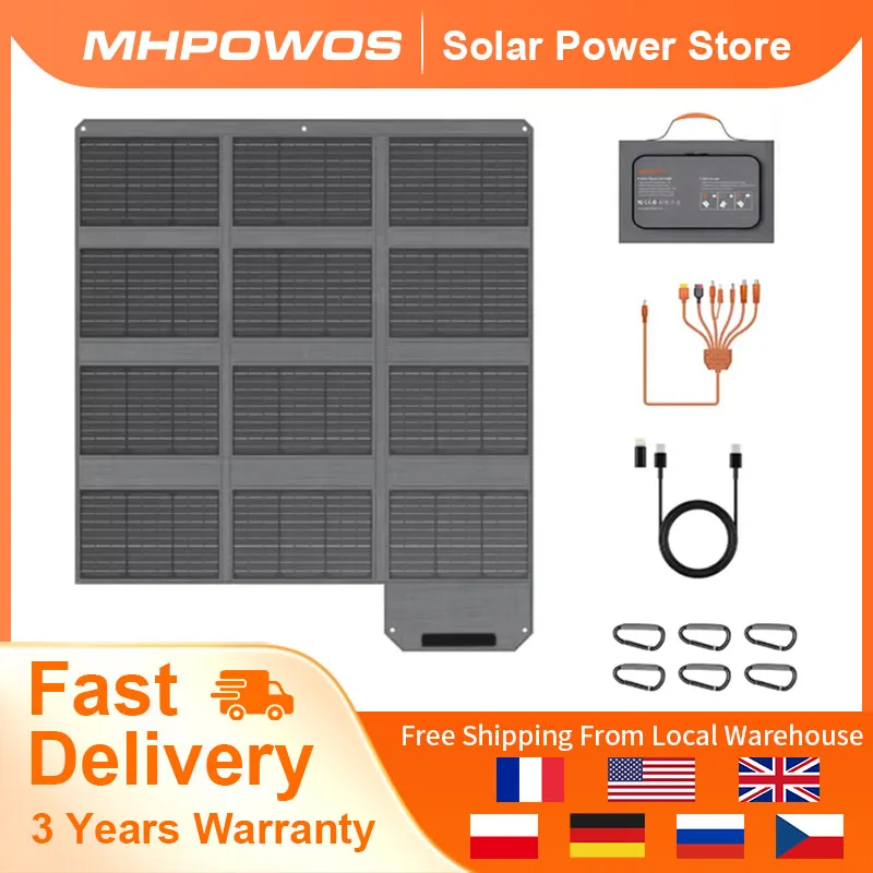 MHPOWOS 120W/80W/40W Foldable Solar Panel USB C/USB A/DC Output Solar Charger For Cell Phone Outdoor Waterproof Power Bank for Camping