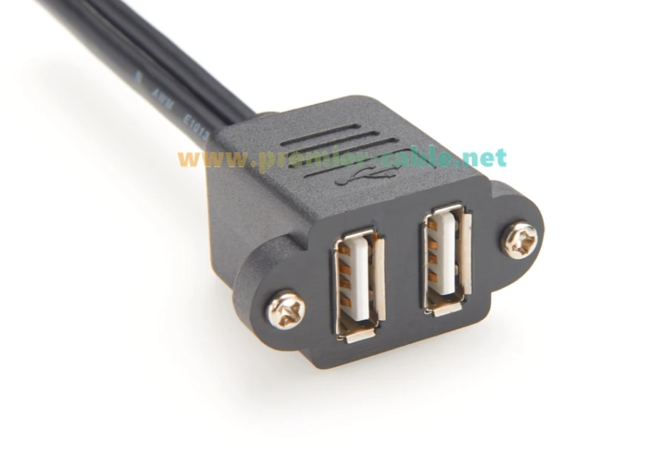 Dual USB 2.0 A Stecker auf Buchse Verlängerungskabel Kombiniertes USB Typ A Schraubmontage-Flansch-Chassis-Durchführungs-Konverterkabel – Detail 8