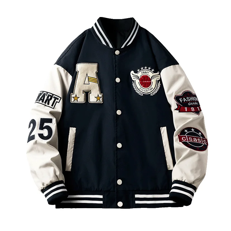 Men's American Retro Letter Embroidered Jackets Spring Coat
