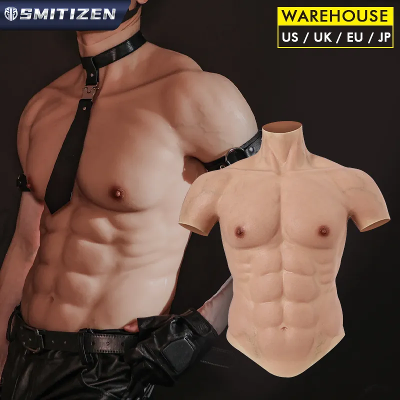 SMITIZEN Realistic fake Silicone muscle suit Belly Macho male false  Simulation  Muscle Man chest for cosplay Halloween bodysuit