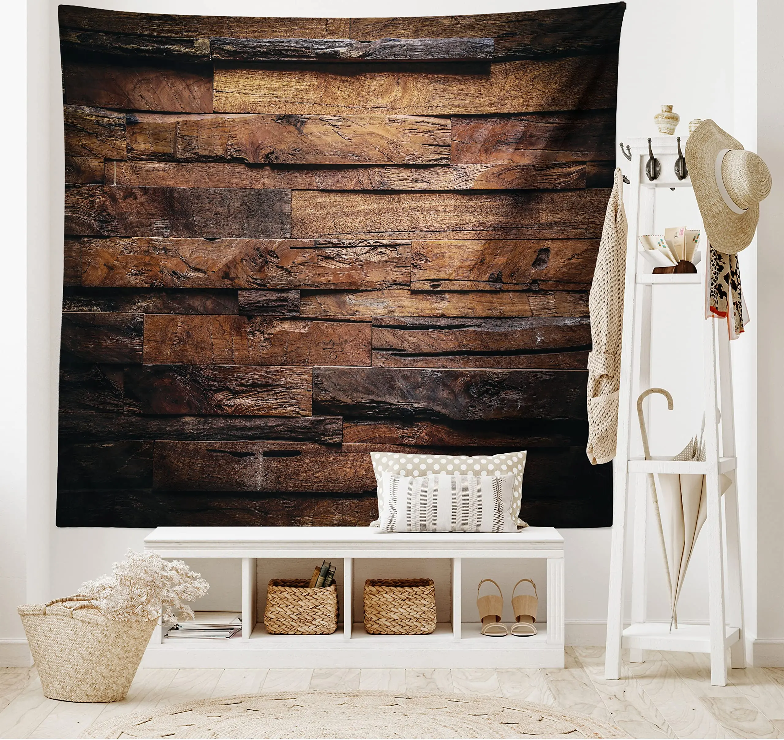 Tapiz de tablones Vintage para colgar en la pared, tapiz de madera a rayas,  Fondo para sala de estar, dormitorio, decoración del hogar, color marrón y  gris - AliExpress, image size:2560x2417