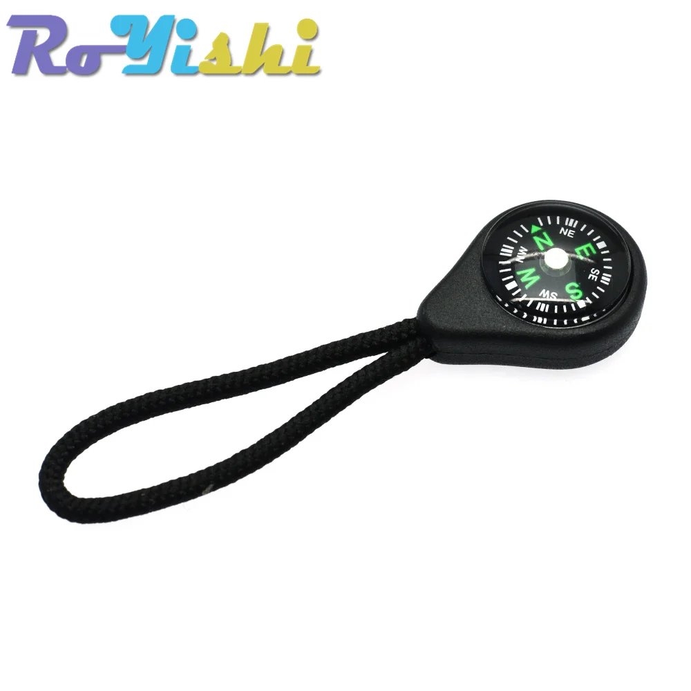 5 Pcs/Pack Compass Zipper Pull With Strap For Backpack Gym Suit Garment Accessories Black