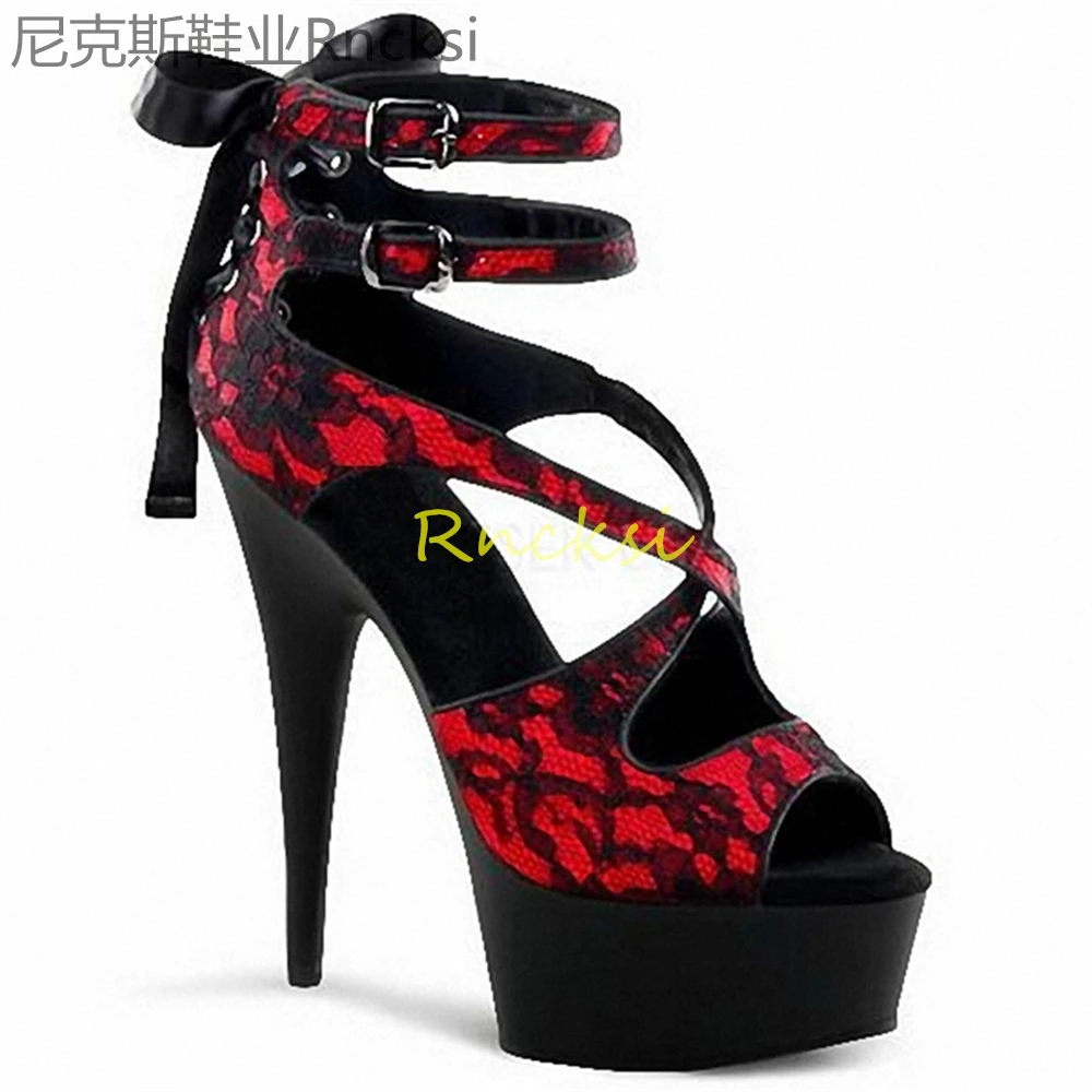 

15cm New summer catwalk Joker super high heels Waterproof Platform High Heel Buckle Heel Sandals for Women