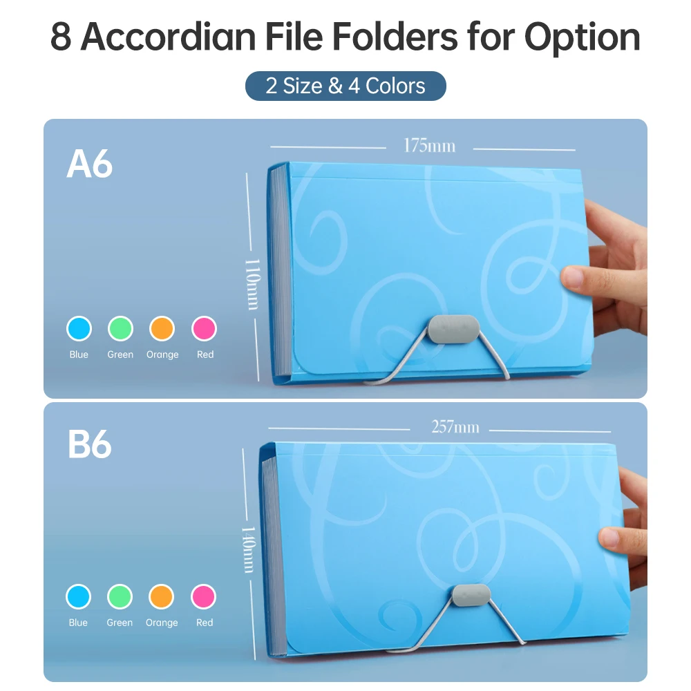 A6/B6 Accordian File Folder Bill Organizer 13 Pockets Expanding File Case with Waterproof Cover Accordion Document Organizer