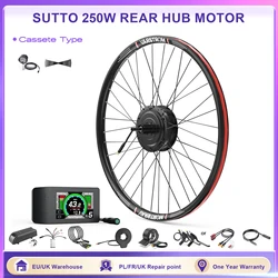 SUTTO 36V250W Rear Hub Motor Kit Cassette Type Electric Bike Wheel Motor Kits Ebike Conversion Kit For 26" 27.5" 700C Bicycle