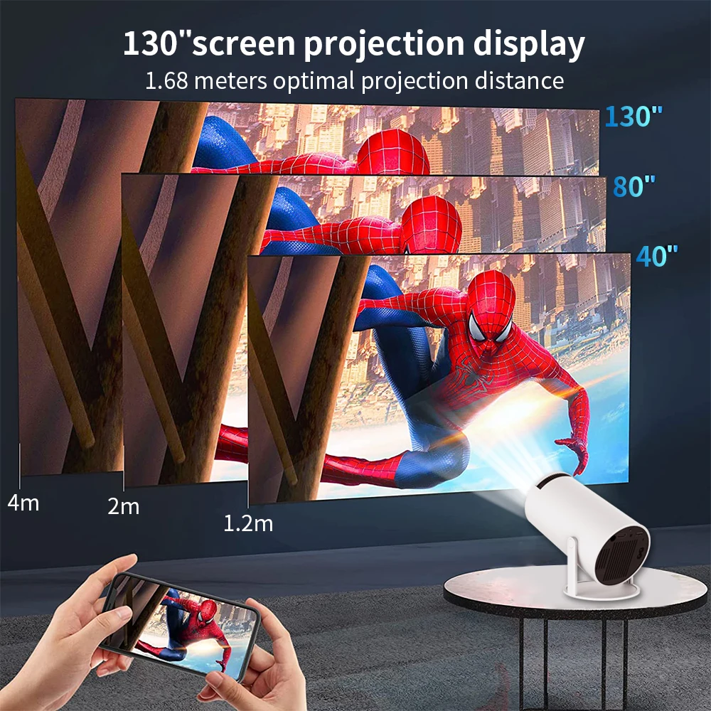 Salange HY300 Smart Projector Android 11.0 MINI WIFI portátil Home Cinema 130 '' Video Beamer 1280 * 720P Soporte 1080P para SAMSUNG Apple Android Teléfono móvil Outdoor 4K Movie via HD - Imagen 6