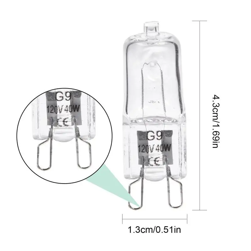 G9 Halogen Bulb 40W 110-130V 220-240V 2600K Portable for Oven Lighting