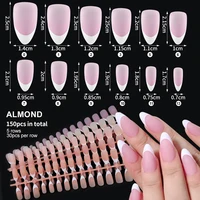 150Pcs Pre-made French False Nails Scarless Coffin Almond Fake Nail Artificial Fingernails Press on Nails for Nail Extension 6